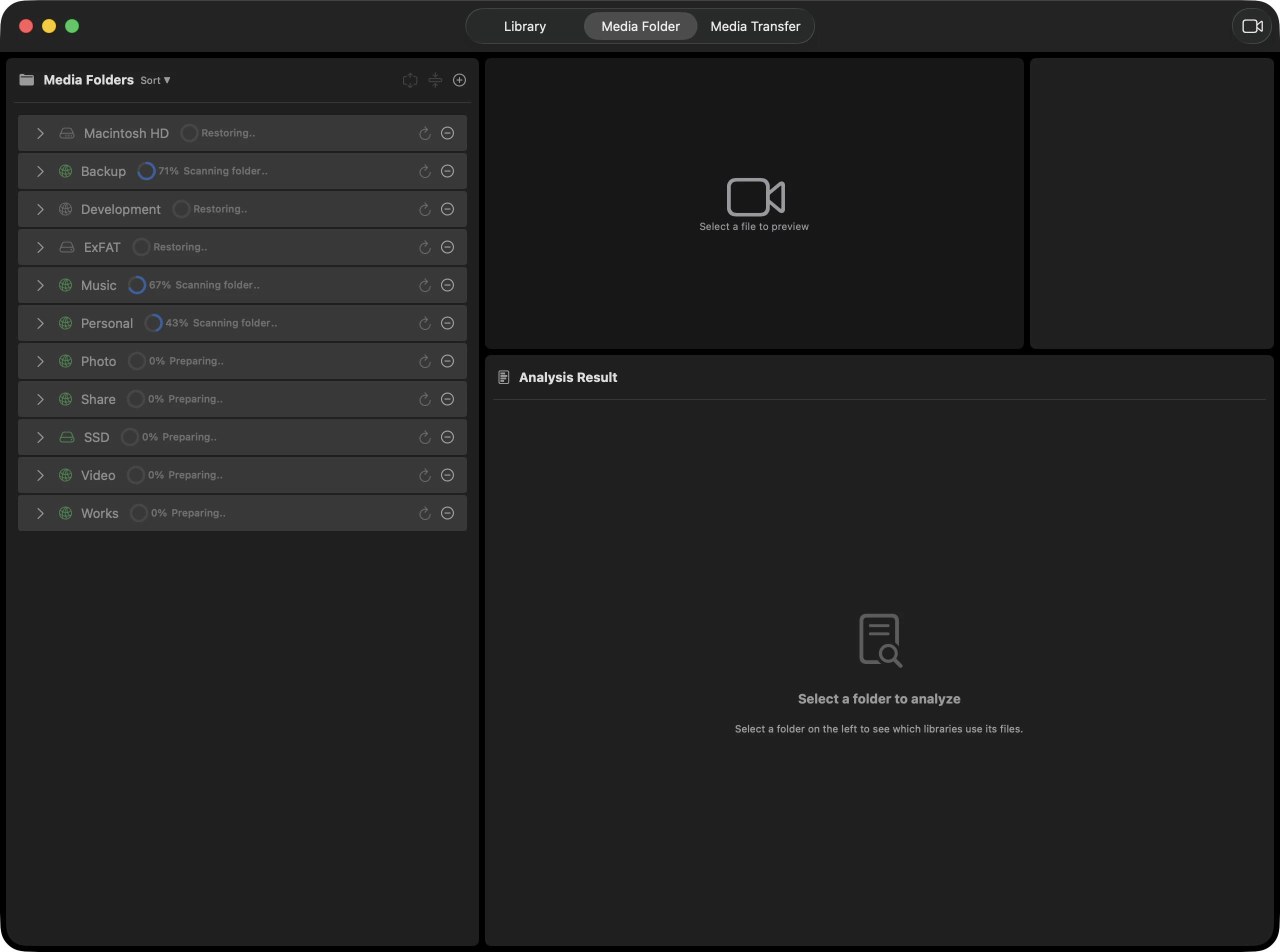 Full Reverse Tracking screenshot with separate Libraries in Use and Relinkable Libraries sections